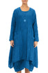 Dropped Edge Crinkled Cobalt Blue Silk Linen Jacket 1
