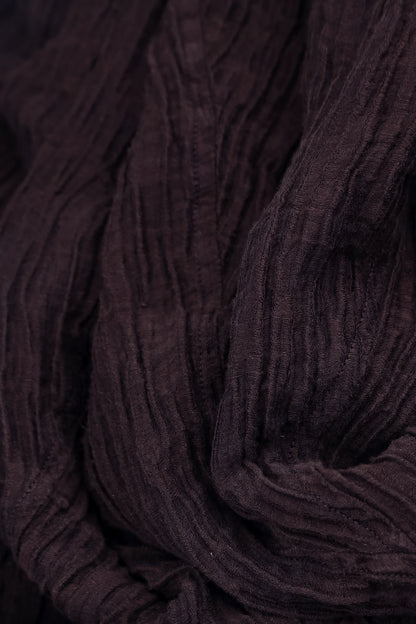 Dropped Edge Crinkled Deep Plum Silk Jacket