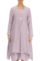 Dropped Edge Crinkled Lilac Silk Linen Jacket 1
