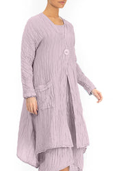 Dropped Edge Crinkled Lilac Silk Linen Jacket 3