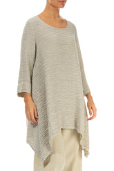 Dropped Edge Laurel Green Crinkled Silk Tunic 3