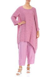 Dropped Edge Mauve Taupe Crinkled Silk Tunic 4