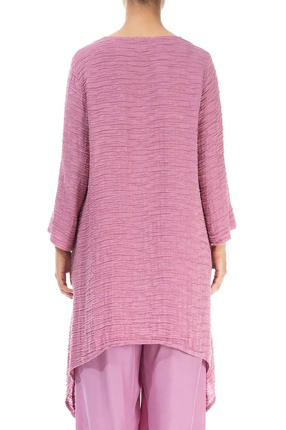 Dropped Edge Mauve Taupe Crinkled Silk Tunic 2
