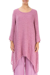 Dropped Edge Mauve Taupe Crinkled Silk Tunic 1