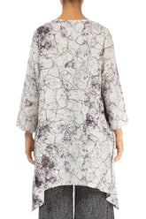 Dropped Edge Off White Marble Crinkled Silk Tunic 2
