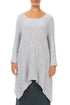 Dropped Edge Pearl Grey Textured Silk Linen Tunic 1