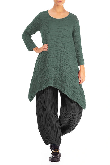 Dropped Edge Sage Crinkled Silk Tunic 4