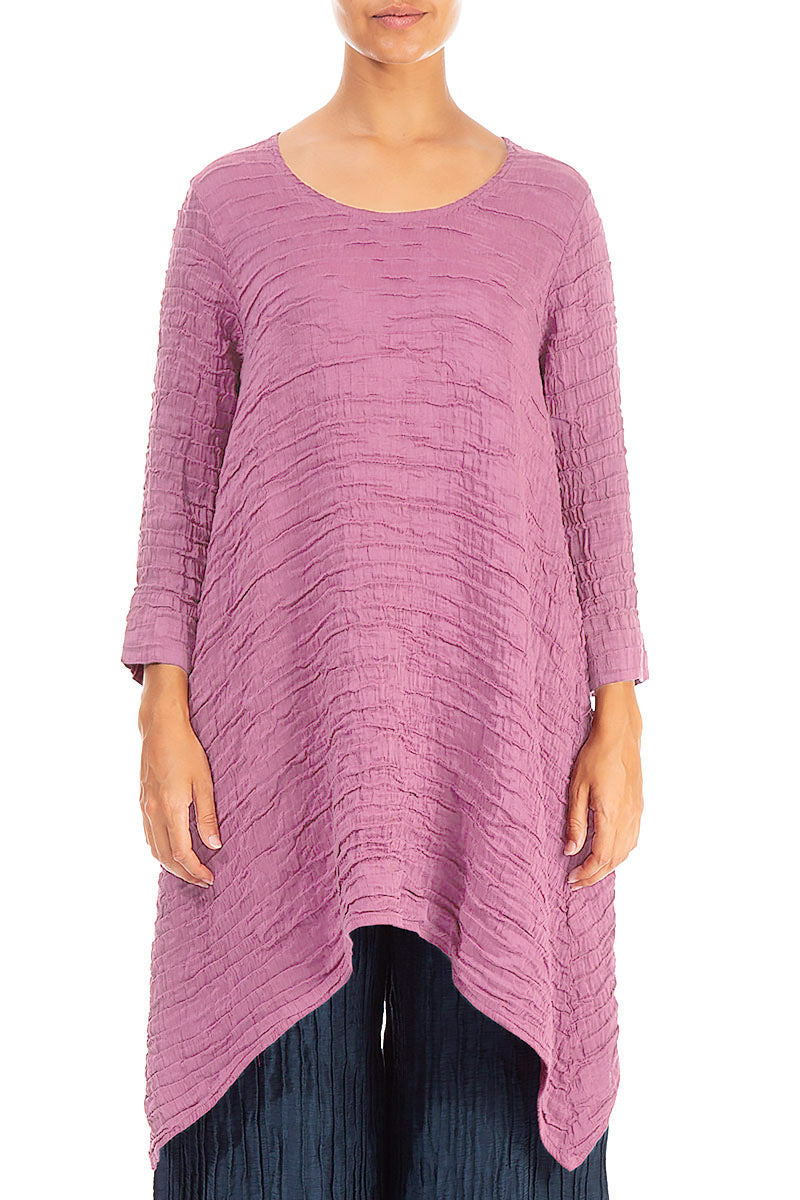 Dropped Edge Wild Berry Crinkled Silk Tunic 1