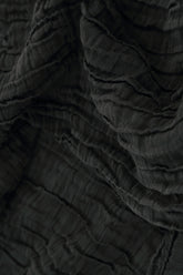 Dropped Side Crinkled Black Silk Jacket 5