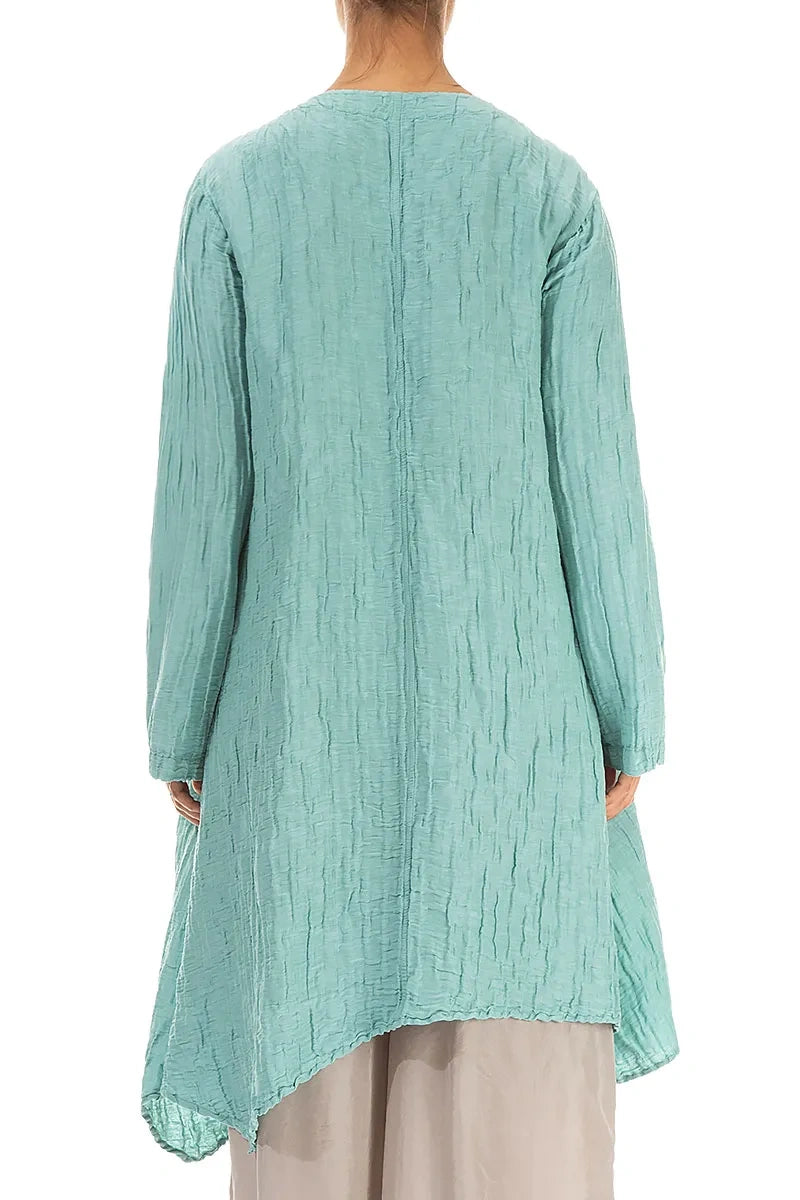 Dropped Side Crinkled Mint Silk Linen Jacket