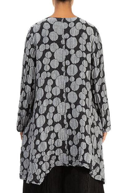 Dropped Side Silver Circle Silk Linen Jacket 2