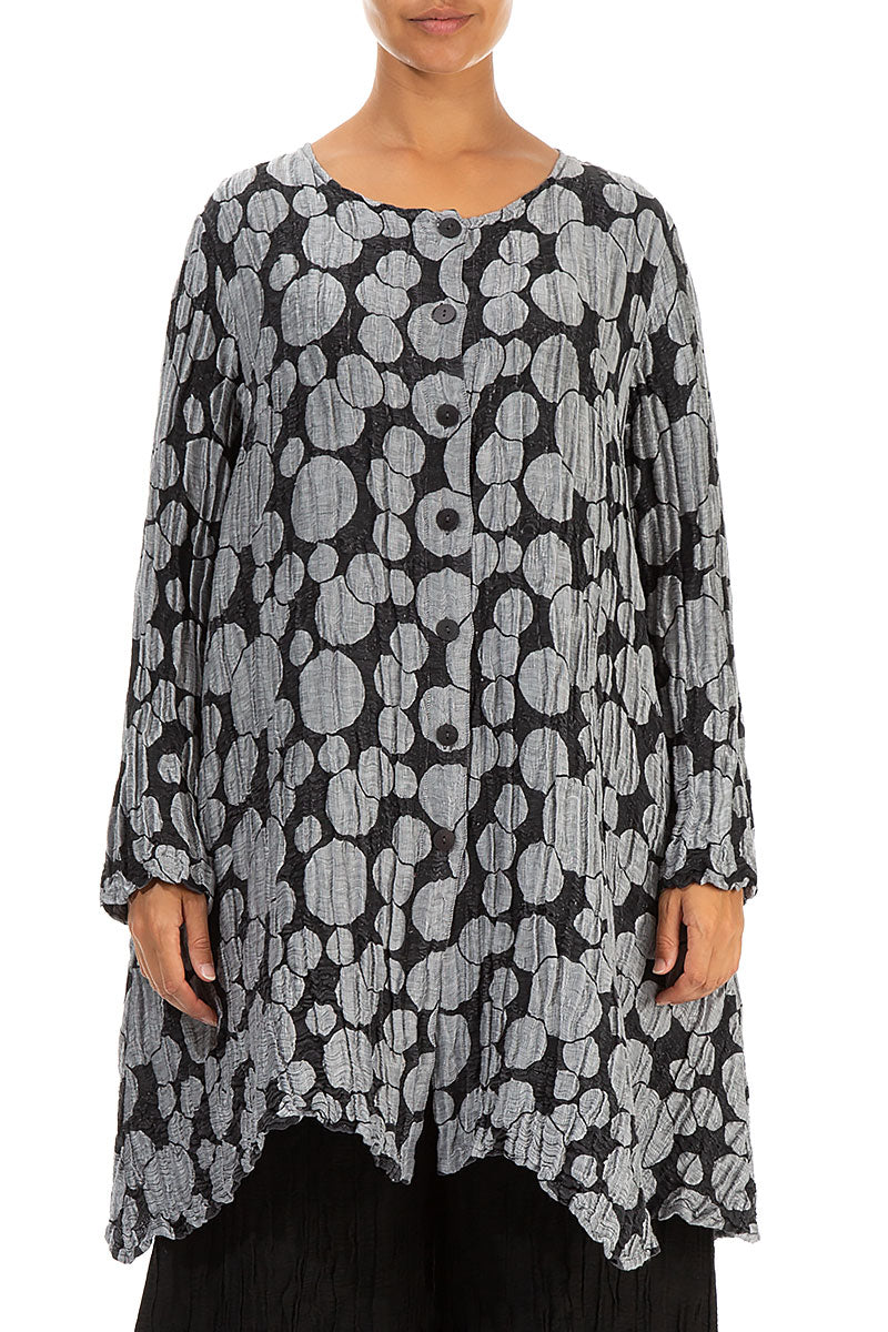 Dropped Side Silver Circle Silk Linen Jacket 1