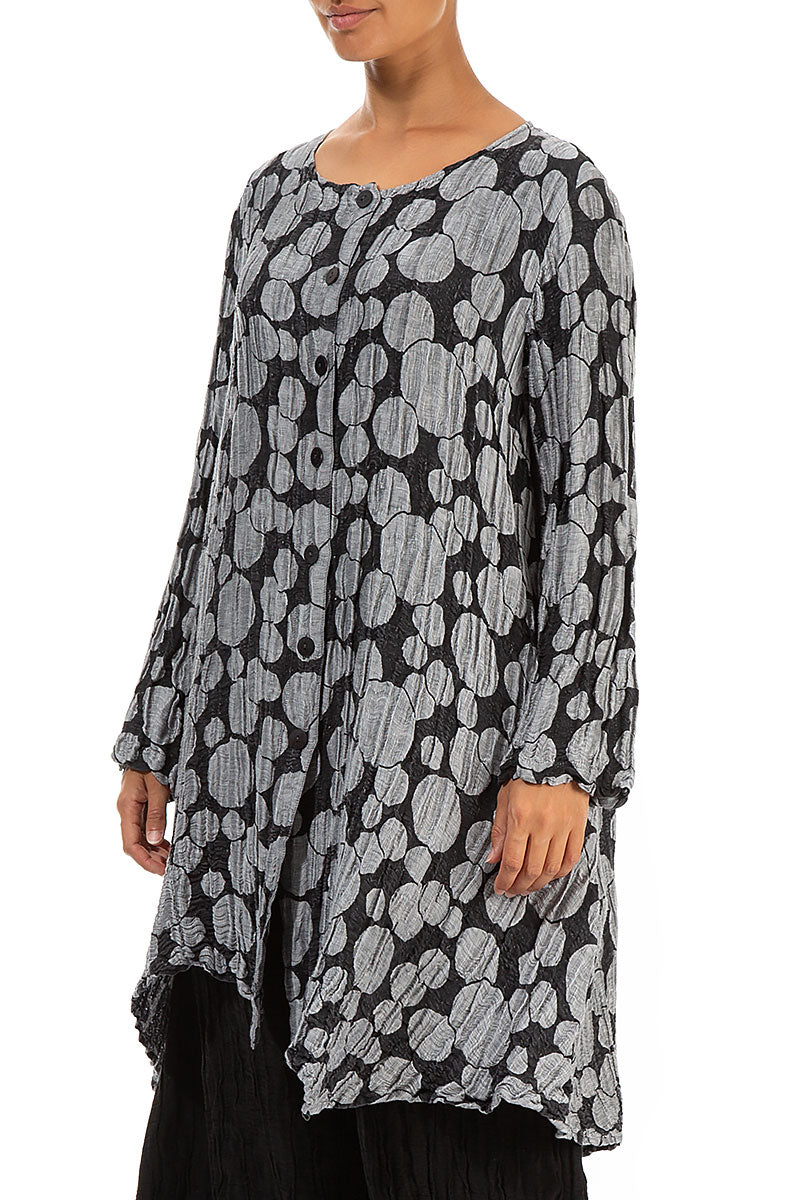 Dropped Side Silver Circle Silk Linen Jacket 3