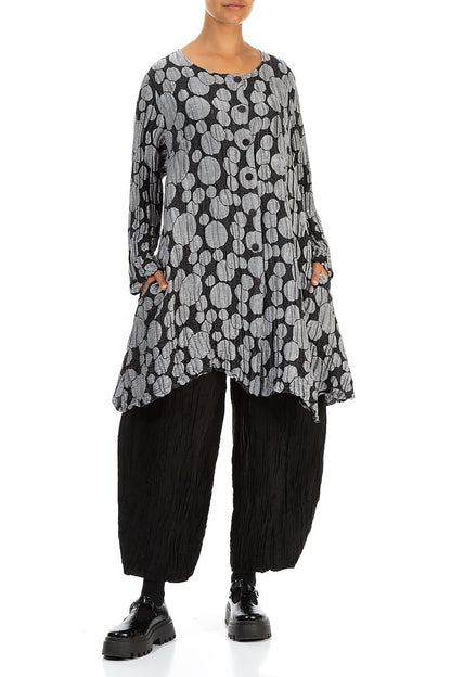 Dropped Side Silver Circle Silk Linen Jacket 4