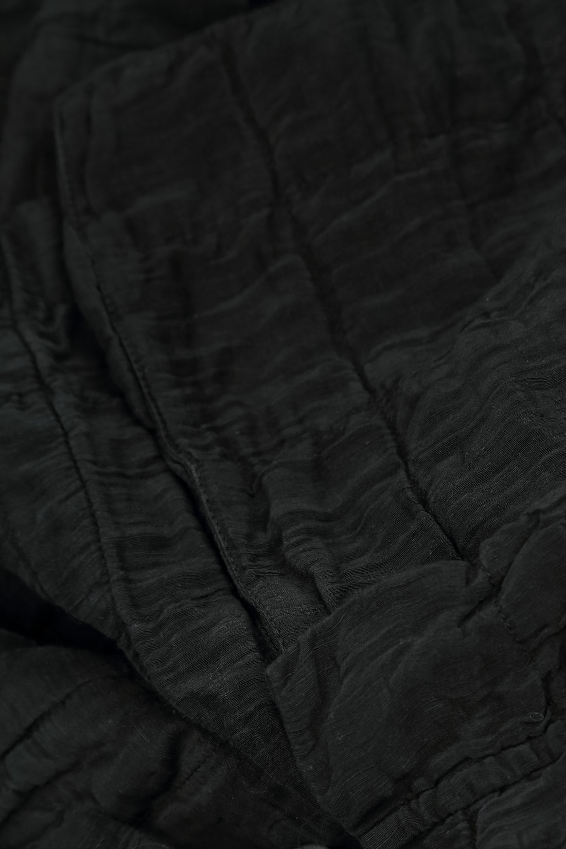Dropped Sides Black Crinkled Silk Linen Blouse 5