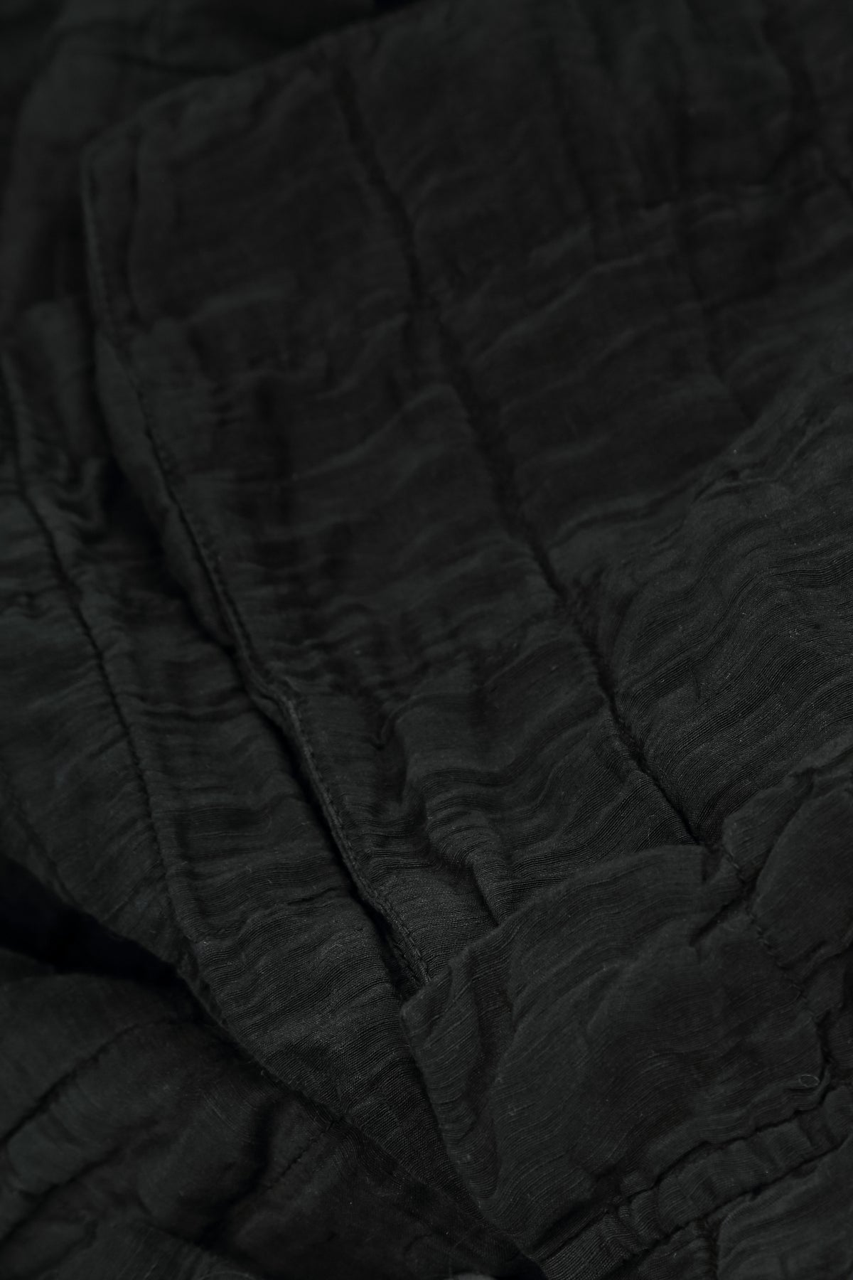 Dropped Sides Black Crinkled Silk Linen Blouse 5