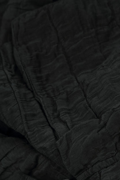 Dropped Sides Black Crinkled Silk Linen Blouse 5