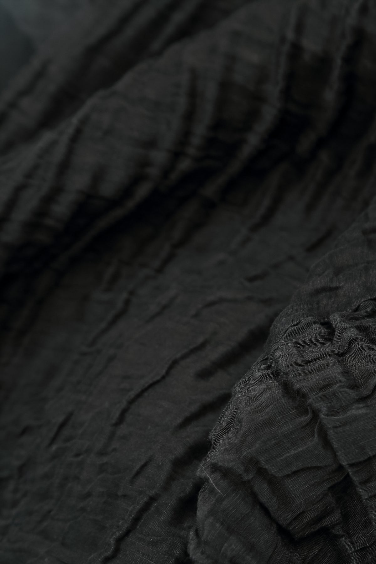 Dropped Sides Black Crinkled Silk Linen Blouse 6