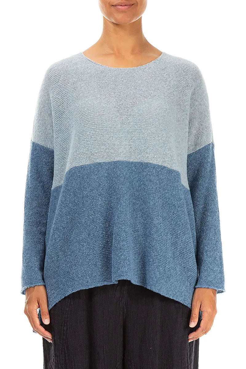 Dual Arctic &amp; Petrol Blue Wool Sweater 1