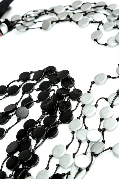 Dual Cascade Wooden Coin Necklace