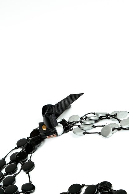 Dual Cascade Wooden Coin Necklace