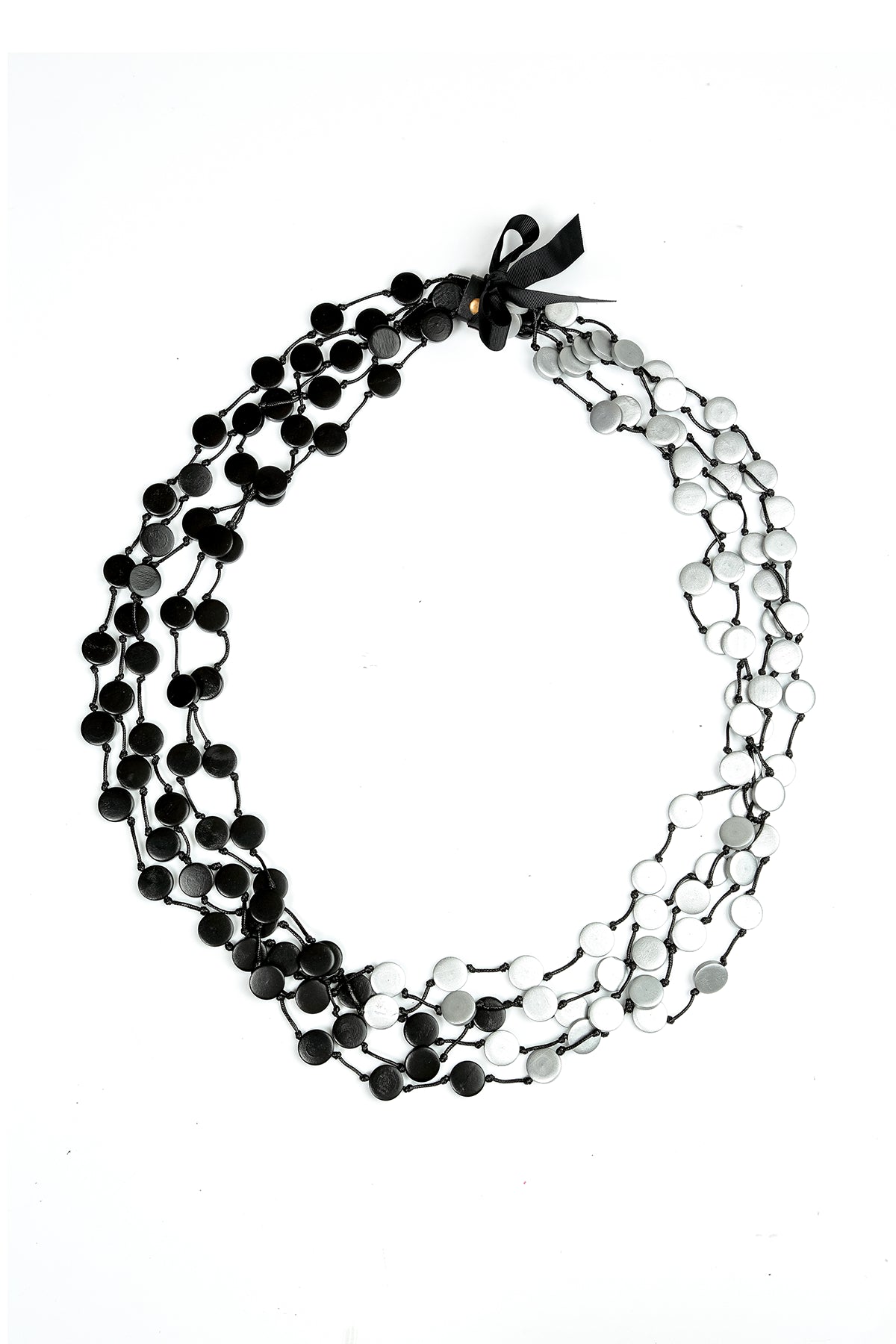 Dual Cascade Wooden Coin Necklace