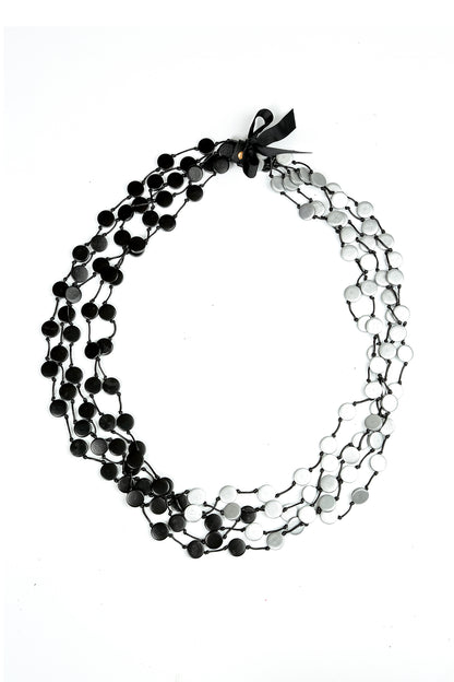 Dual Cascade Wooden Coin Necklace