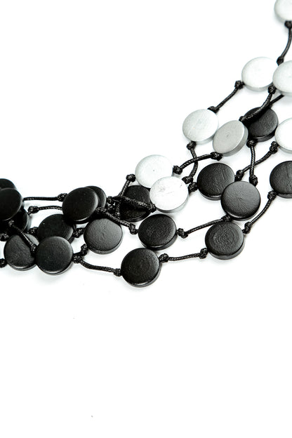 Dual Cascade Wooden Coin Necklace