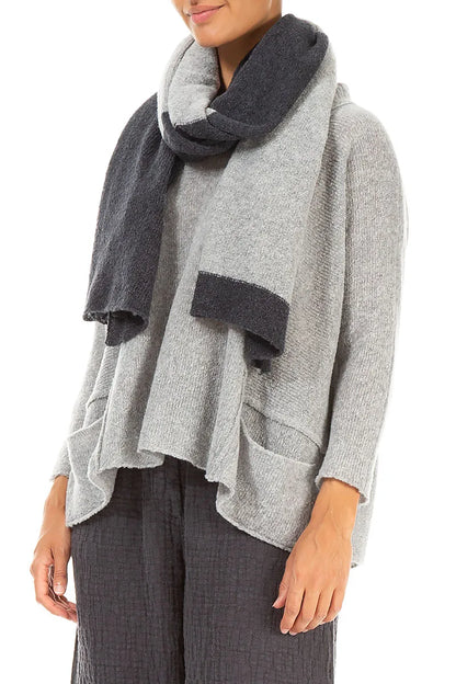 Dual Dark Grey &amp; Light Grey Wool Scarf 3