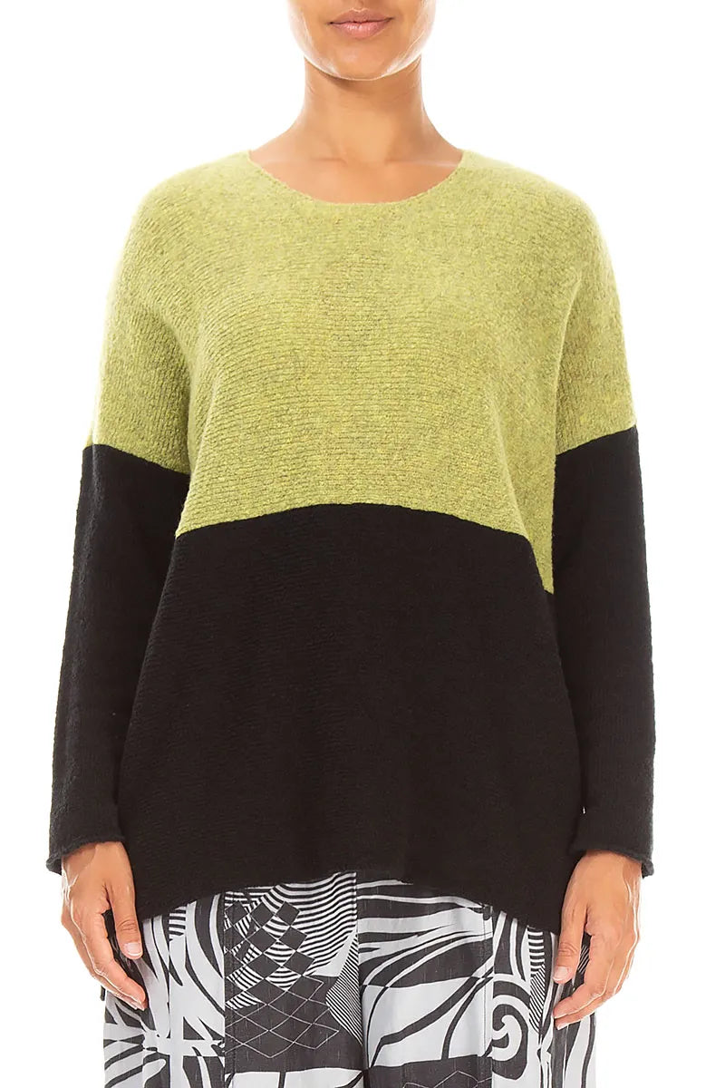 Dual Golden Lime &amp; Black Wool Sweater 1