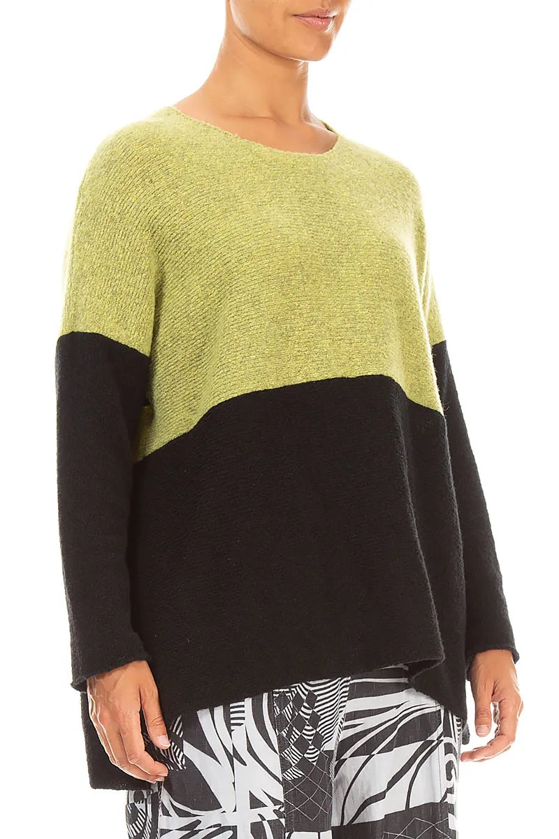 Dual Golden Lime &amp; Black Wool Sweater 3