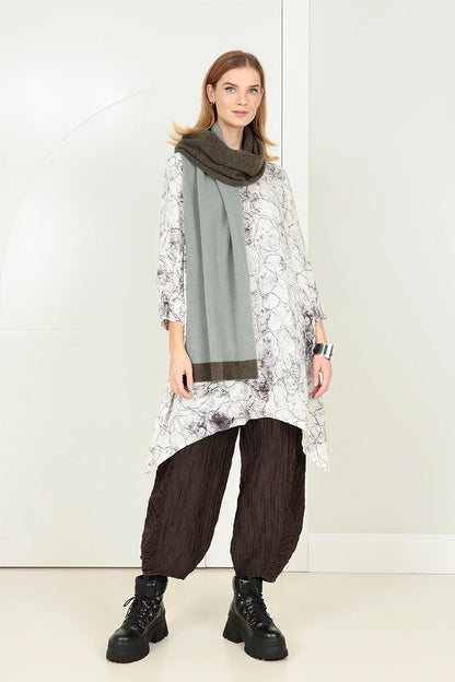 Dual Khaki &amp; Pistachio Wool Scarf 5