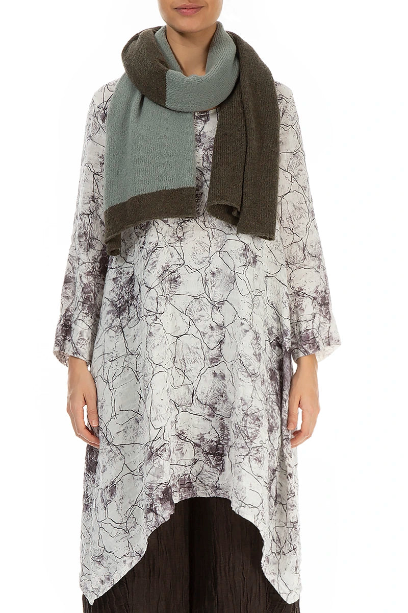 Dual Khaki &amp; Pistachio Wool Scarf 1
