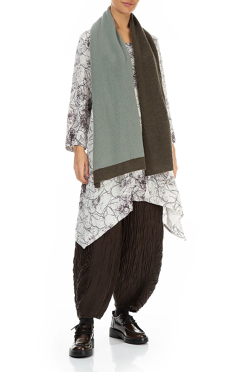 Dual Khaki &amp; Pistachio Wool Scarf 2