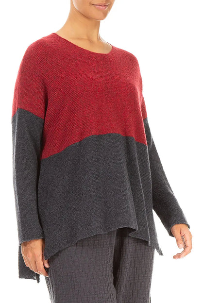 Dual Red &amp; Dark Grey Wool Sweater 3
