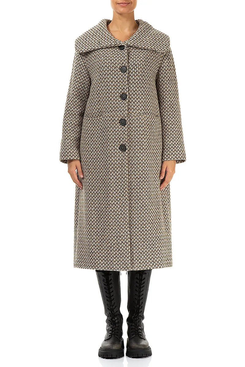 Elegant Beige Virgin Wool Coat