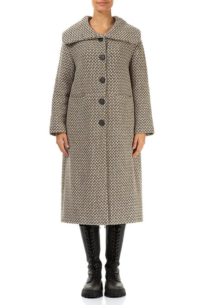 Elegant Beige Virgin Wool Coat