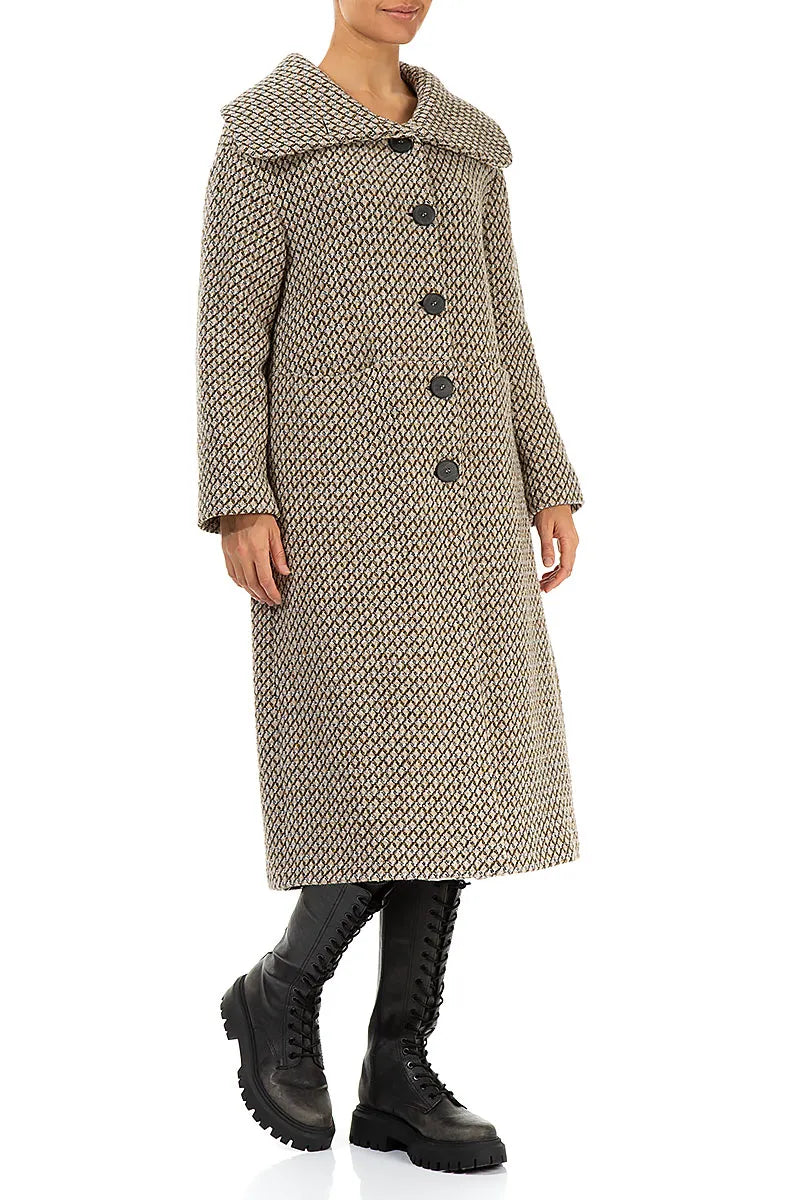 Elegant Beige Virgin Wool Coat