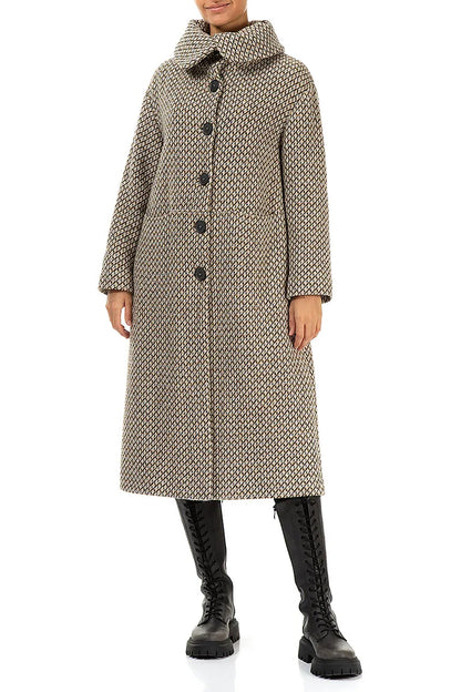 Elegant Beige Virgin Wool Coat