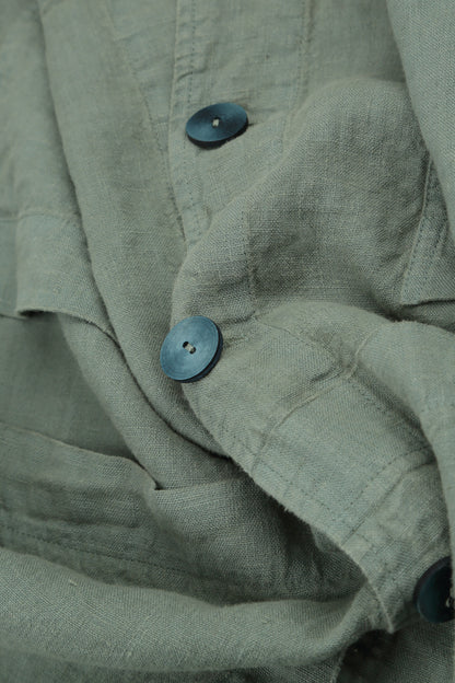 Elegant Buttoned Sage Linen Jacket 5