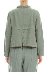 Elegant Buttoned Sage Linen Jacket 2