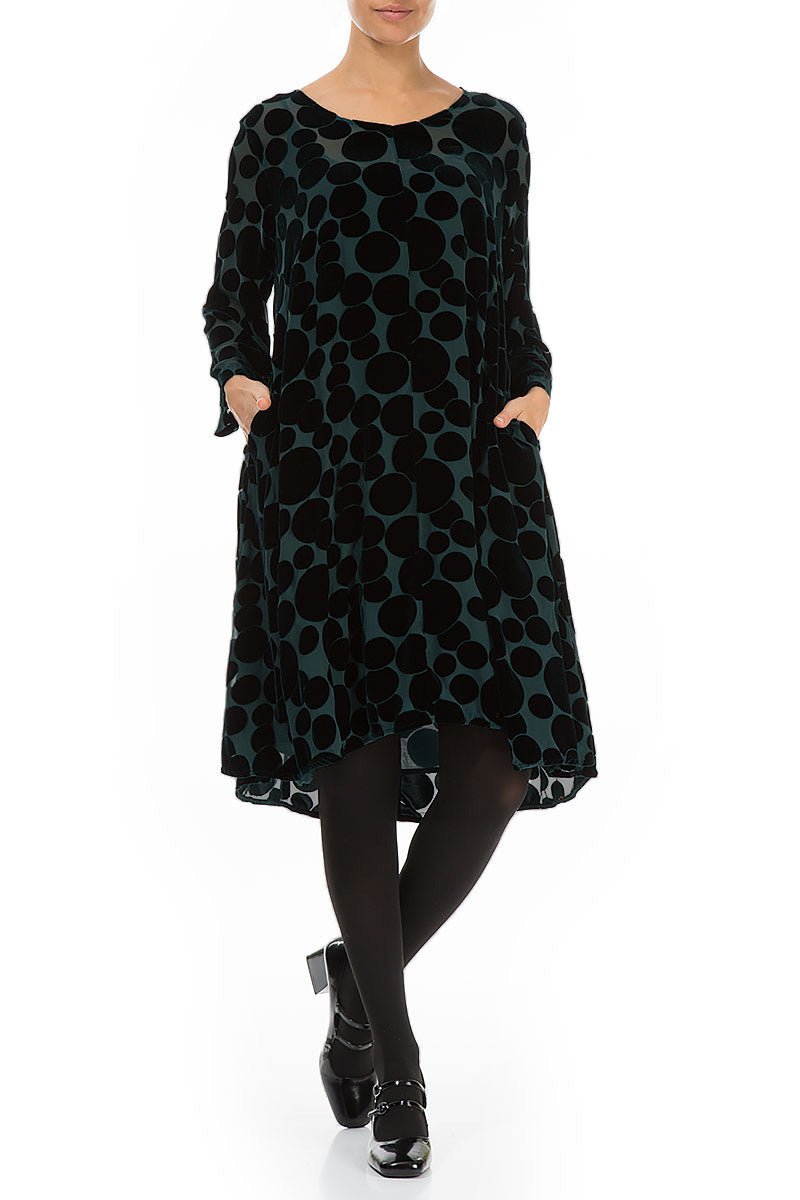 Robe élégante en velours de soie à motif paon Devoré Bubbles