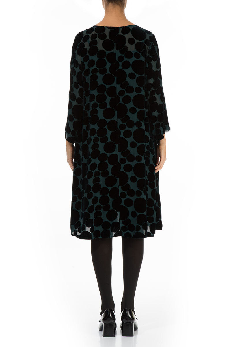 Robe élégante en velours de soie à motif paon Devoré Bubbles