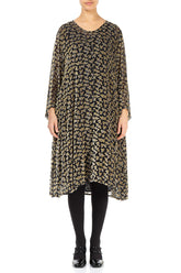 Elegant Devoré Petals Gold Silk Velvet Dress 1