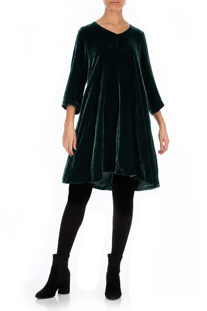 Robe élégante en Velours de Soie Turquoise profond