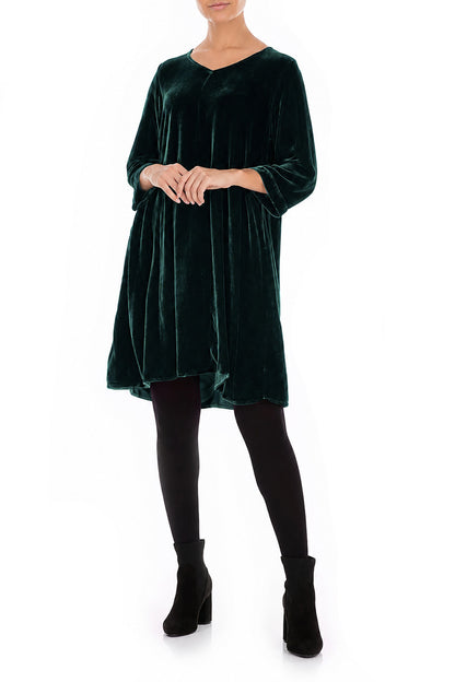 Robe élégante en Velours de Soie Turquoise profond