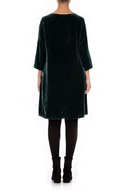 Robe élégante en Velours de Soie Turquoise profond