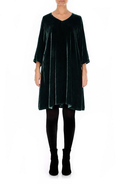 Robe élégante en Velours de Soie Turquoise profond