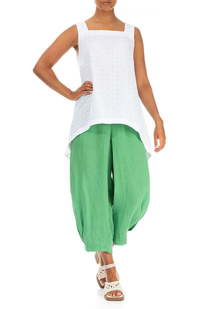 Embroidered Sleeveless White Cotton Blouse 4