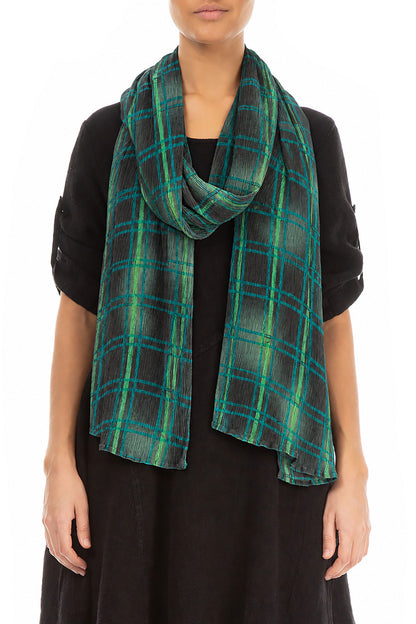 Emerald Grid Silk Viscose Scarf